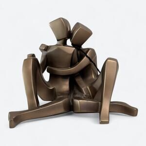 Goebel Friendship First Kiss Men Bronze Finish Sculpture Art 2004 Pride Romantic